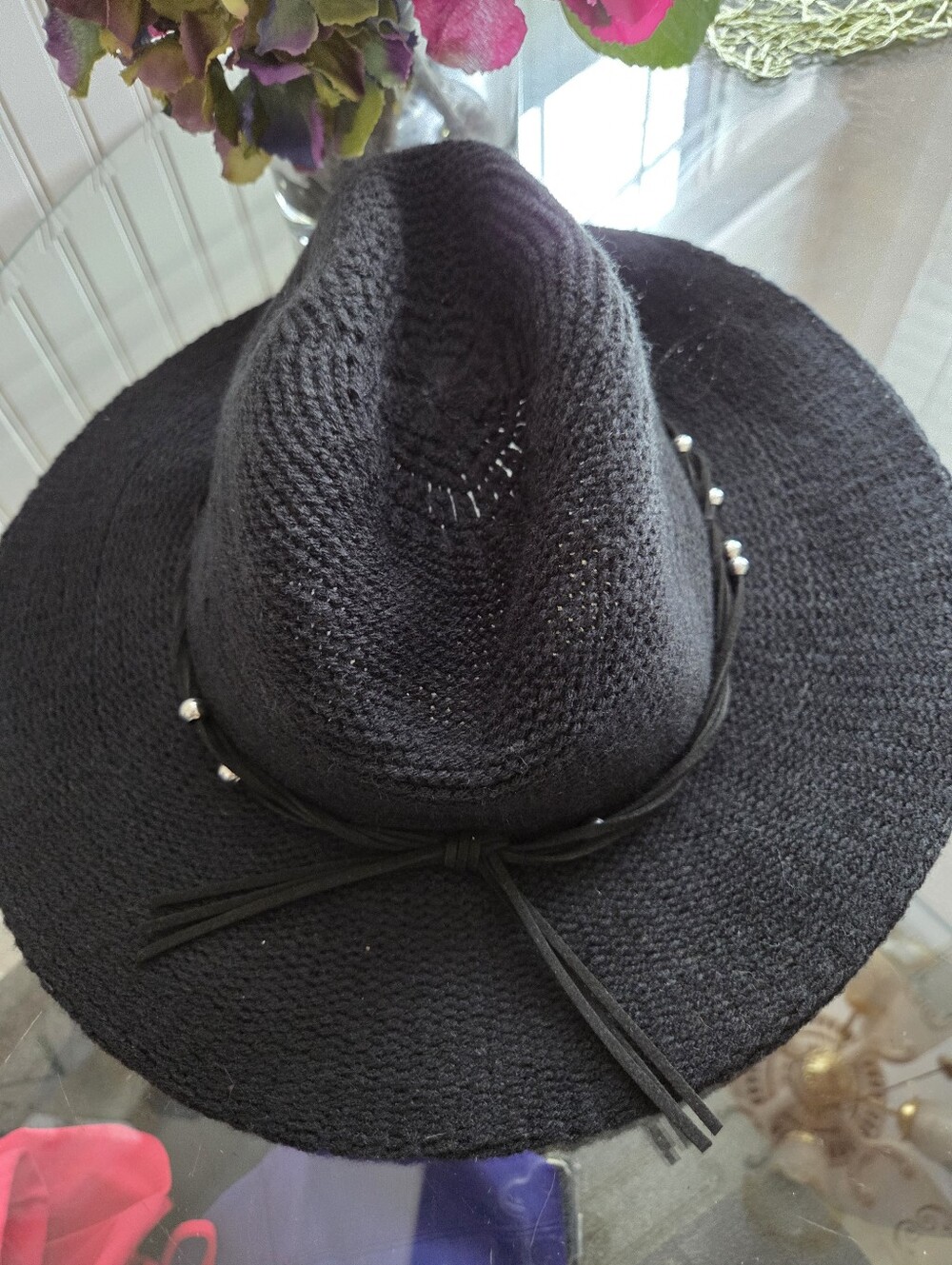 BCBG Travel Cowboy Floppy Hat with Bead Detail NWOT ONE SIZE